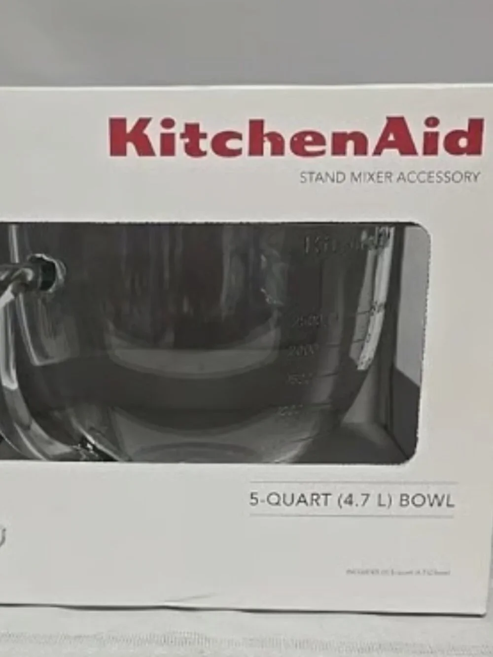 KitchenAid 5 Quart Tilt-Head Glass Bowl Accessory Measurement Markings KSM5NLGB